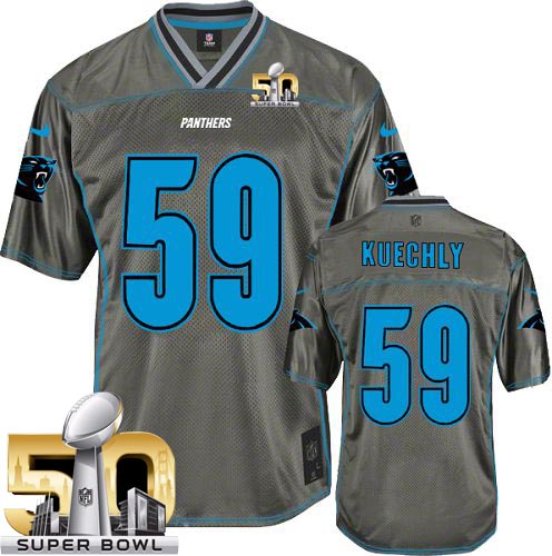 Men's Elite Luke Kuechly Super Bowl L Nike Jersey Grey - #59 Vapor NFL Carolina Panthers